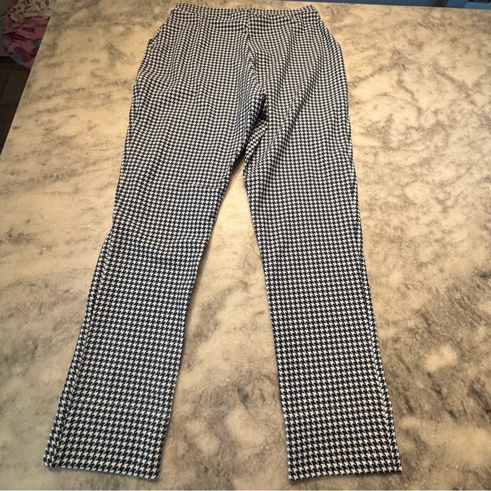 Navy Mini Houndstooth Cuffed Pants - image 3